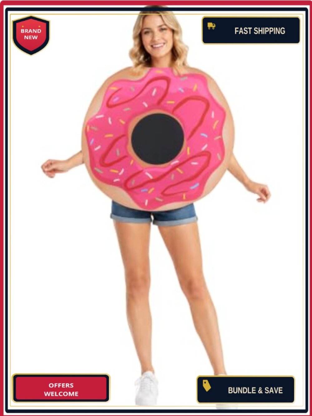 Adult Donut Tunic Costume Funny Food Halloween Cosplay Pull-On Outfit
